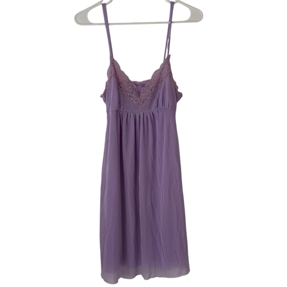 Vintage Candie’s Purple Lace Slip Dress Nightgown Y2K Fairycore Babydoll Chemise